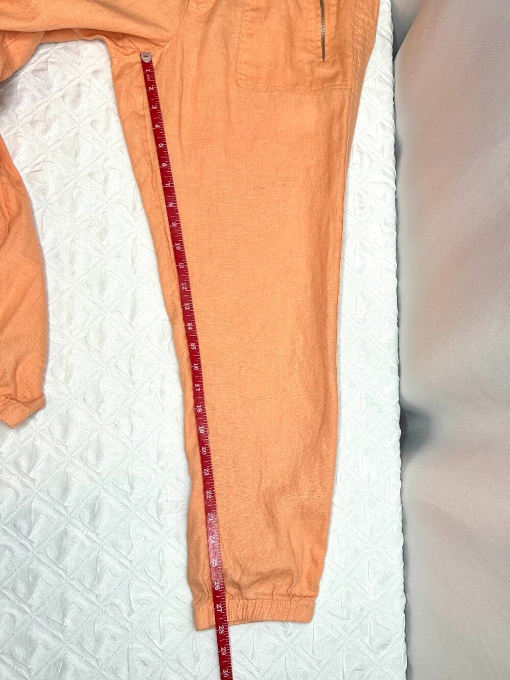 Athleta Cabo 100% Linen Orange Joggers, Size 10 Athleisure Boho Resort - Picture 3 of 7